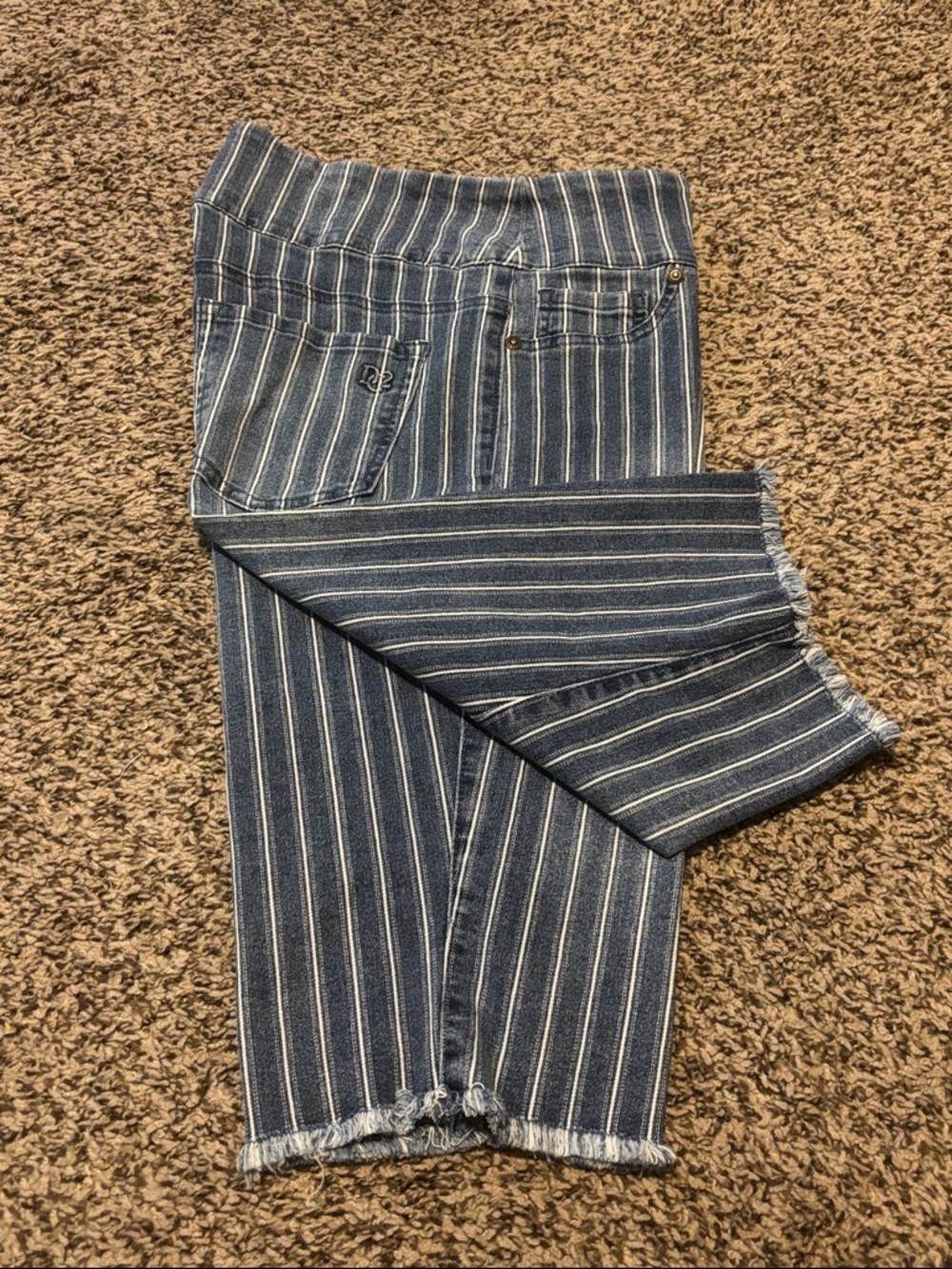 DG2 Striped Blue Women's Medium Wide Band Jeans Shorts